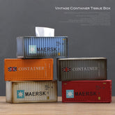 Banboring Vintage Iron Intermodal Container Tissue Box